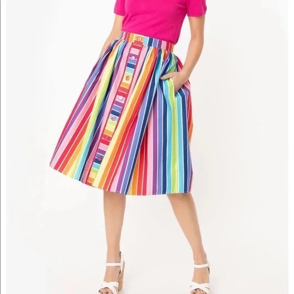 Hell Bunny Dresses & Skirts - Hell Bunny 50s Yellow Brick Road Skirt Rainbow Size Large New With Tags